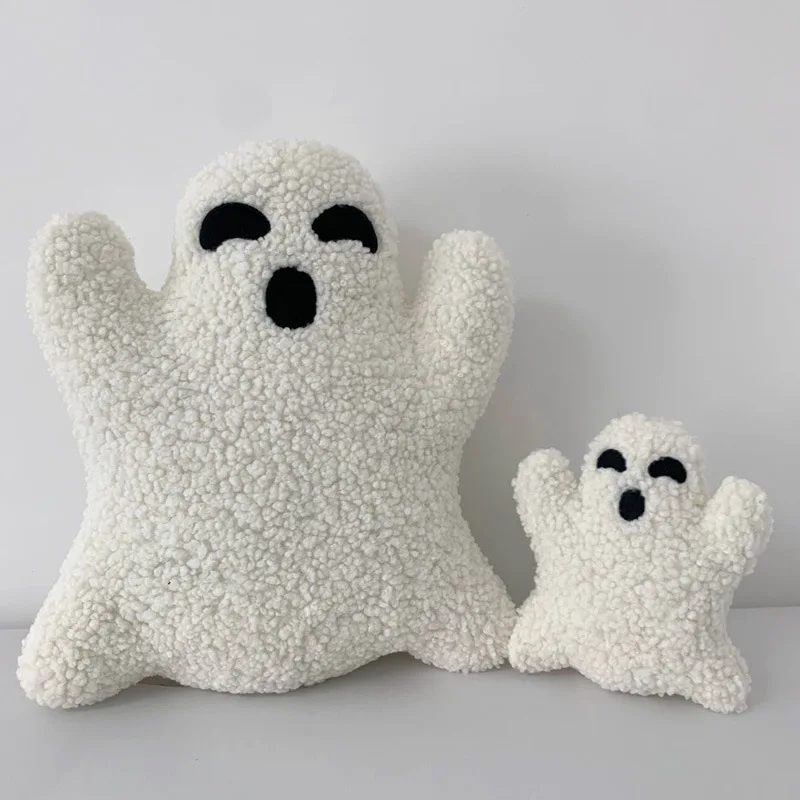 Almohada de fantasma de Halloween, almohadas de felpa con forma de fantasma, cojín suave y esponjoso para decoraciones de fiesta, 2024