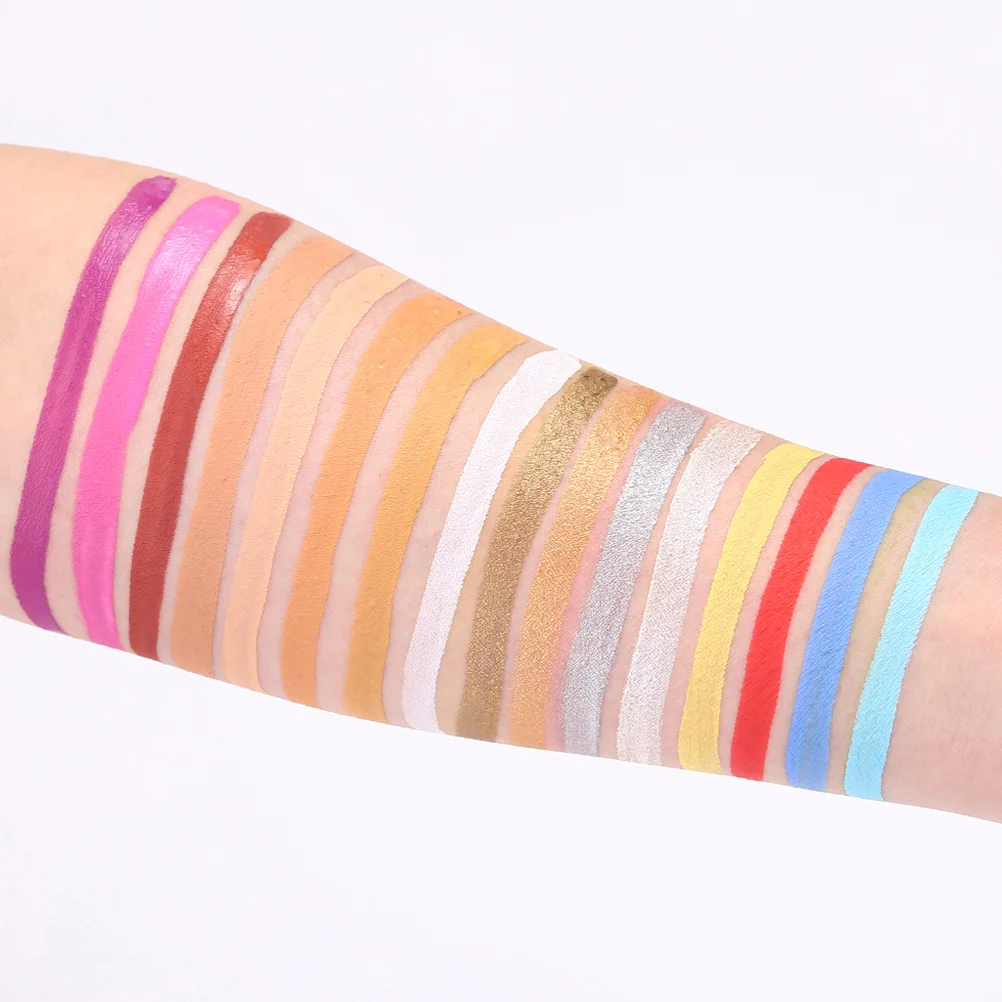 1세트 페이스 페인트 수용성 바디 아트 키트 어린이 및 성인용 전문가용 컬러풀 메이크업 팔레트 안전하고 쉽게 청소 가능한 휴대용 컴팩트