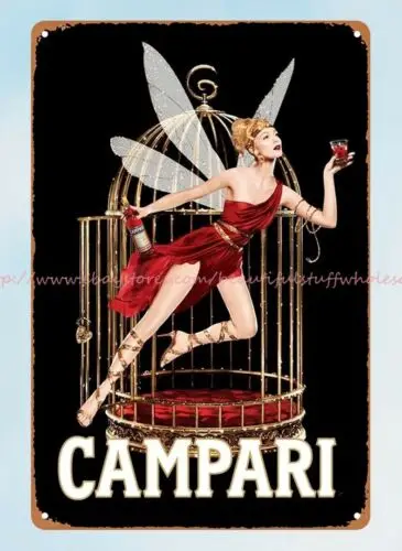 ITALY LIQUOR DRINK Campari Aperitif alcoholic liqueur bird cage metal tin sign