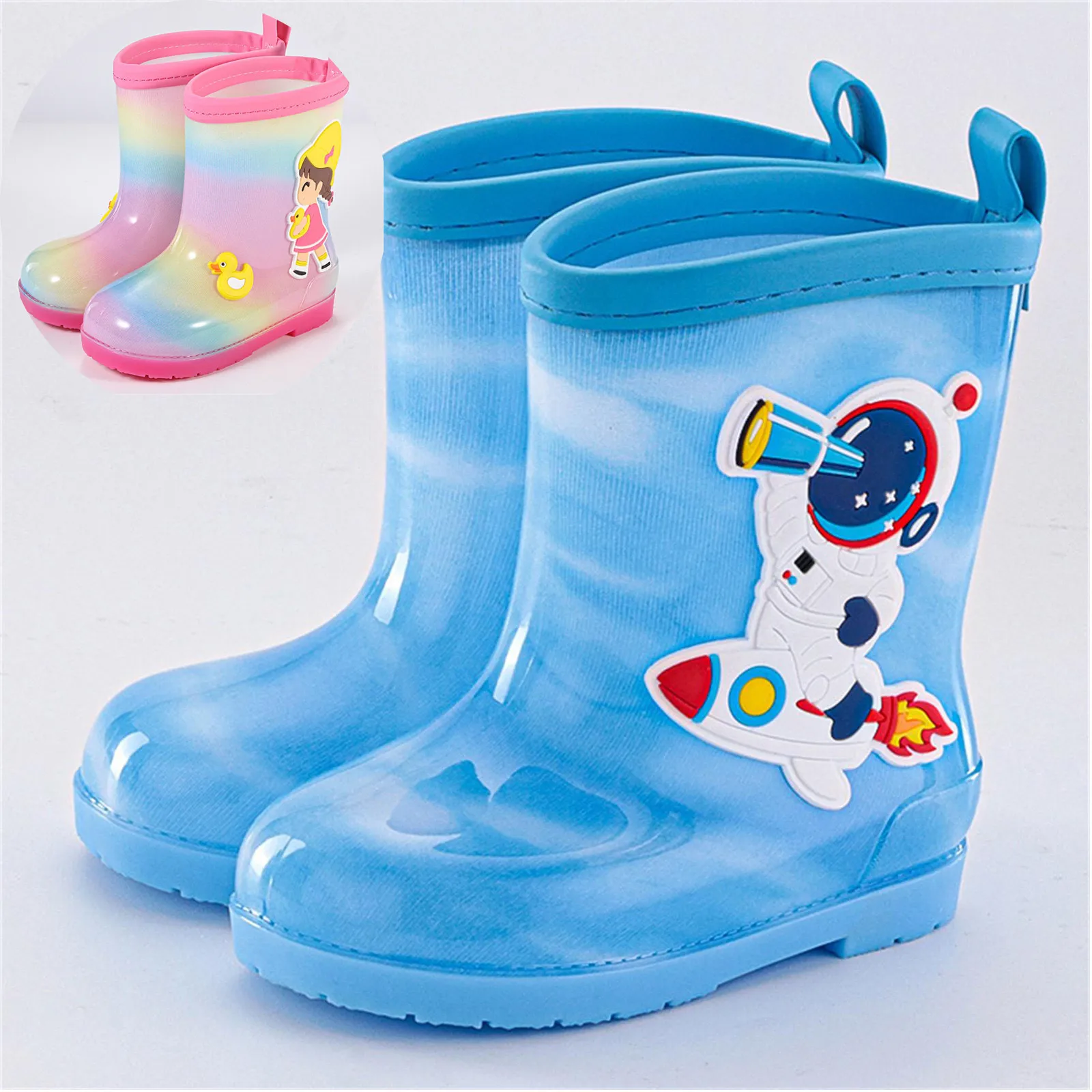 High Heel Boots for Kids Children\'s Rain Shoes Galoshes Cartoon Boys And Girls Baby Rain Boots Water Shoes Little Girl Boot