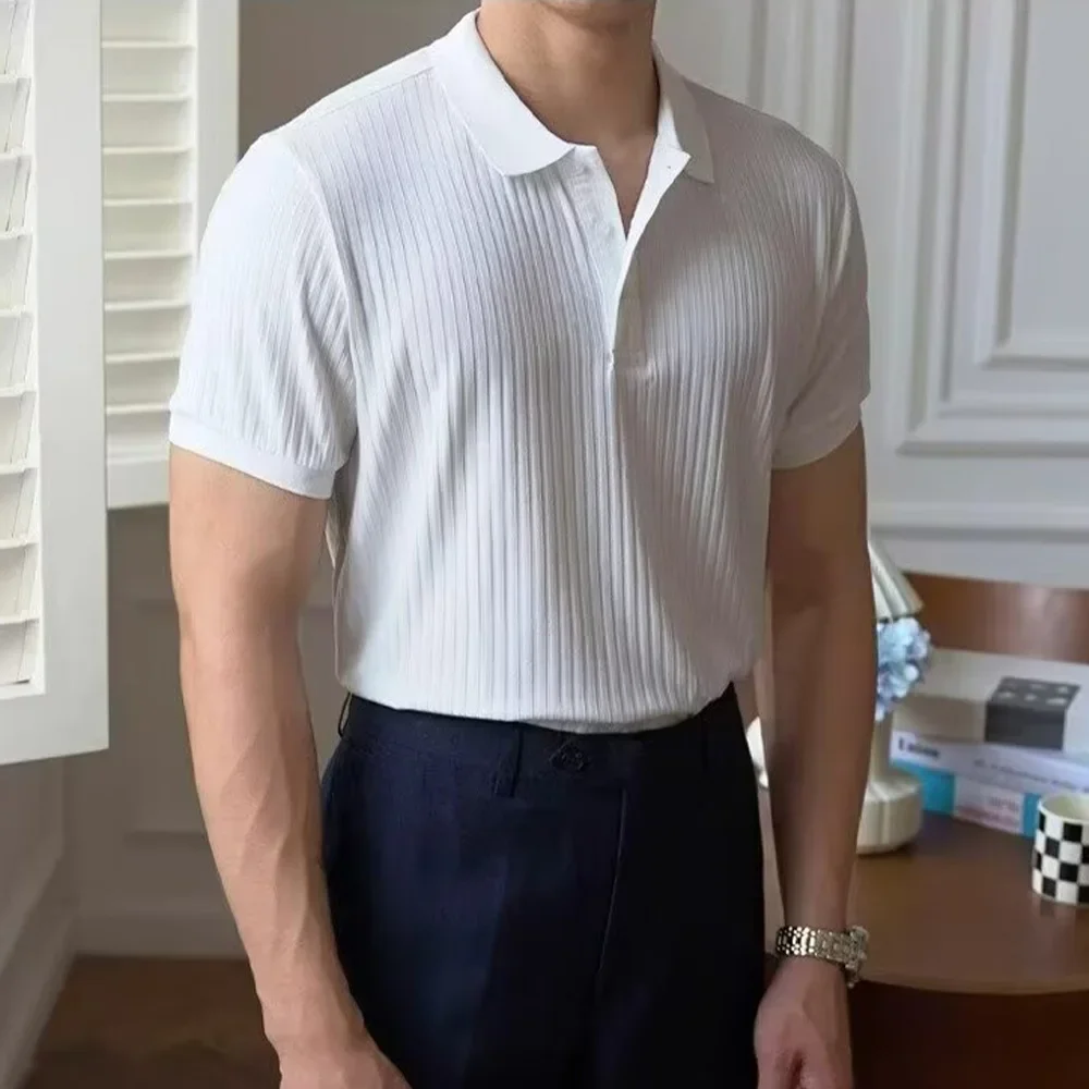 Männer Sommer Kurzarm Polo Dünne Casual Sportswear Hundert Stretch Tasten Koreanische Mode T-shirt männer Tops – Detail 18