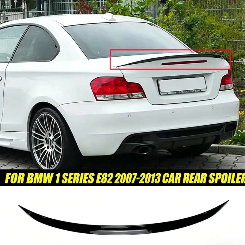 For BMW 1 Serie E82 Coupe 2007-2013 Car Rear Trunk Spoiler Wing Lip Wing Gloss Black Soft Plastic Accessories