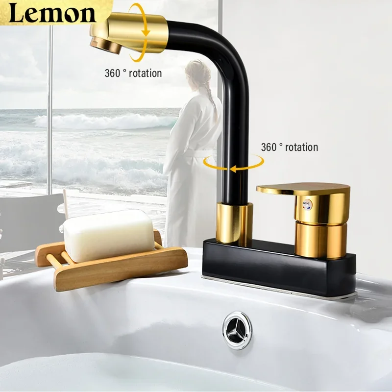 

Brass Double Hole Column Basin Faucet Rotating Toilet Face Wash Hair Cold And Hot Water Washbasin Tap for Bathroom
