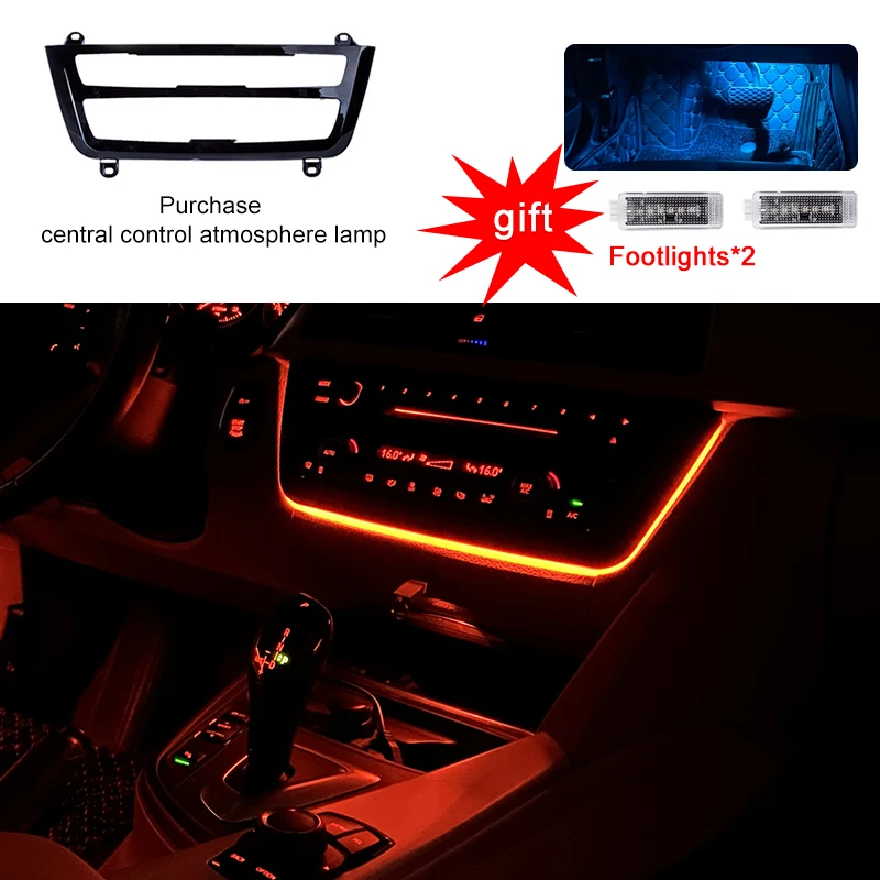 radio trim led dashboard center console AC panel light with blue and orange color Atmosphere light For BMW 3 & 4 series F30 LCI