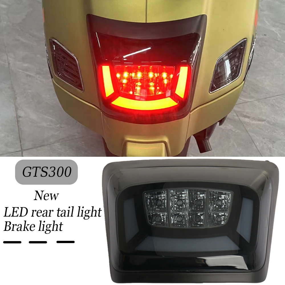 New Motorcycle LED Tail light taillight Rear Lamp Housing Suit Red Smoke Lens For Vespa GTS300 GTV300 GTS GTV 300 2023 2024