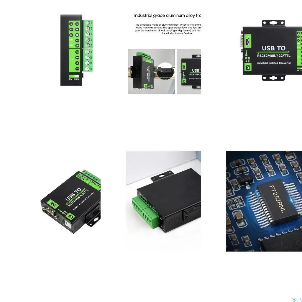 

R91A Industrial USB TO RS232/RS485/RS422/TTL Isolated Converter with FT232RL Embedded Circuits TVS Diode Adapter