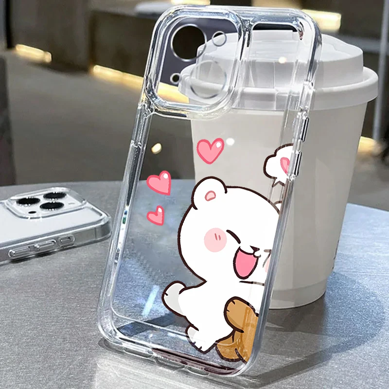 Cartoon Fun Bijpassende Paar Case voor Apple iPhone 16e 7 8 SE XR 13 12 11 Pro Max 15 14 16 Plus XS Helder Zacht