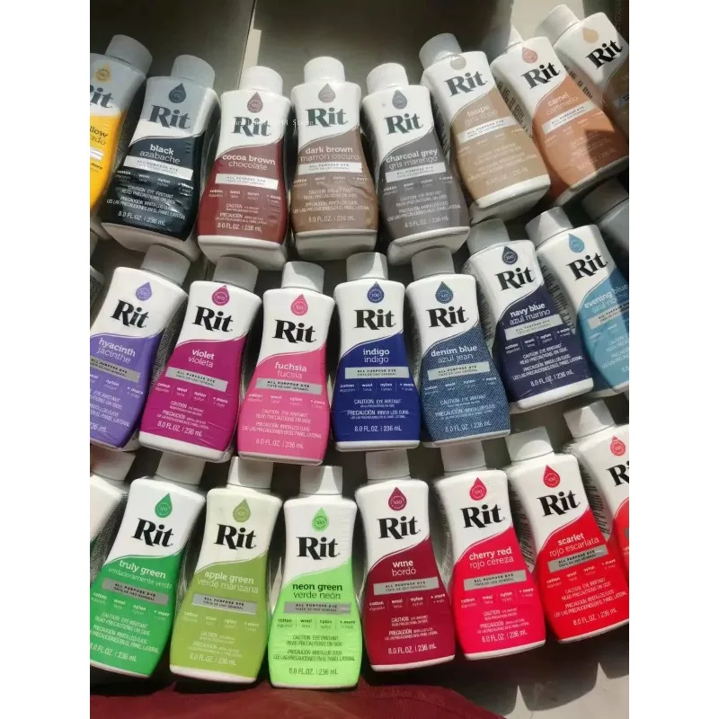 Pack d'essai 30ml RIT Pigment multi-usages pour la teinture de tissus faits main en coton et lin, nylon, coton, vêtements, chaussures de sport et la rénovation