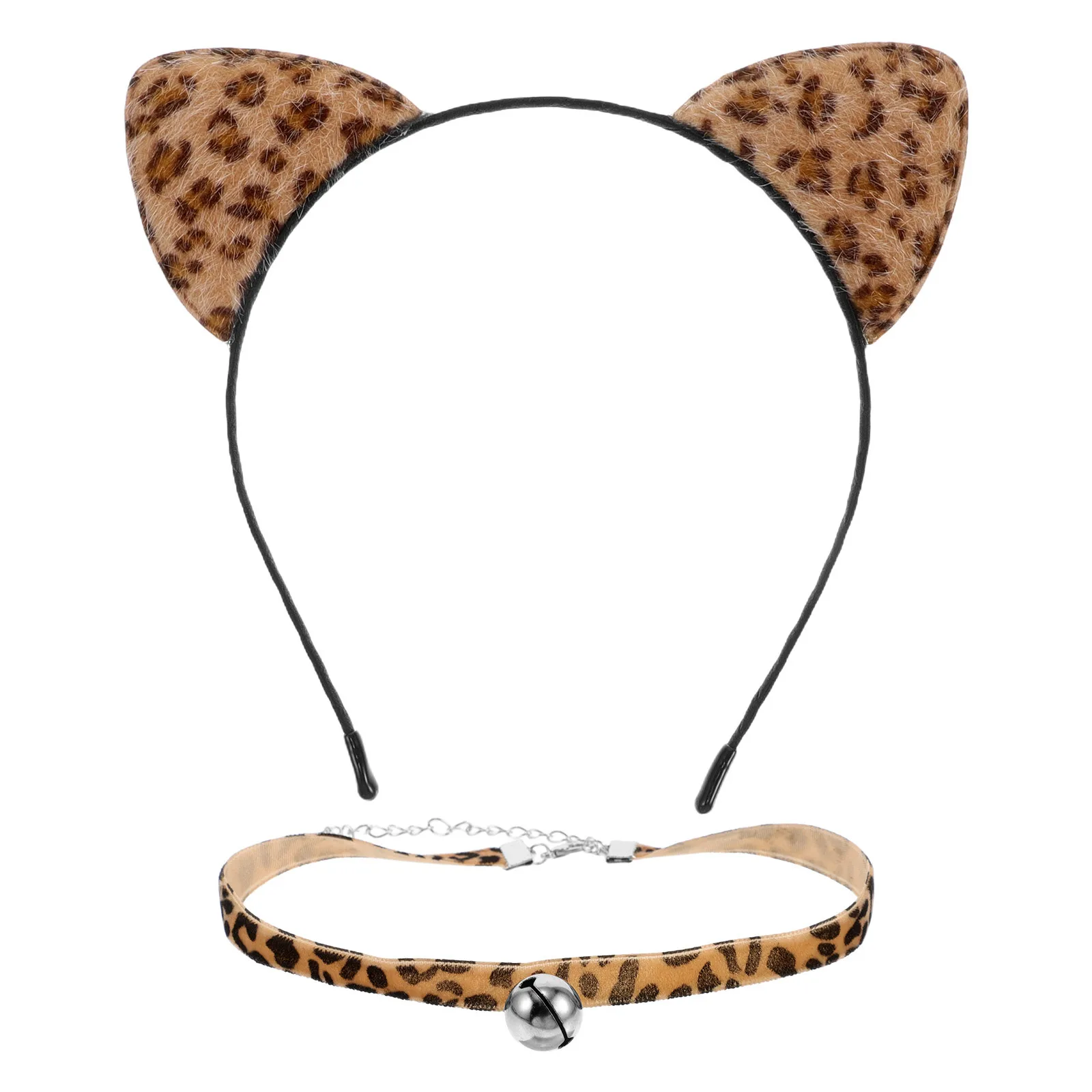 1 ensemble imprimé léopard oreilles de chat bandeau cloche tour de cou Cosplay accessoire fête habiller Costume Festival cheveux cerceau oreilles de chat femmes