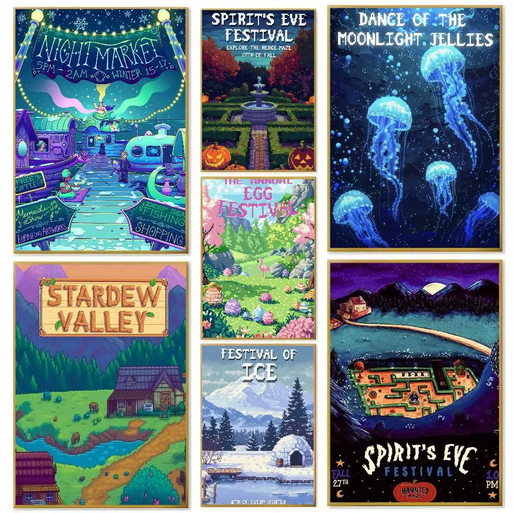 Classic Video Game Stardew Valley Poster Paper Print Home Living Room Bedroom Entrance Bar Cafe Art Painting Decoration