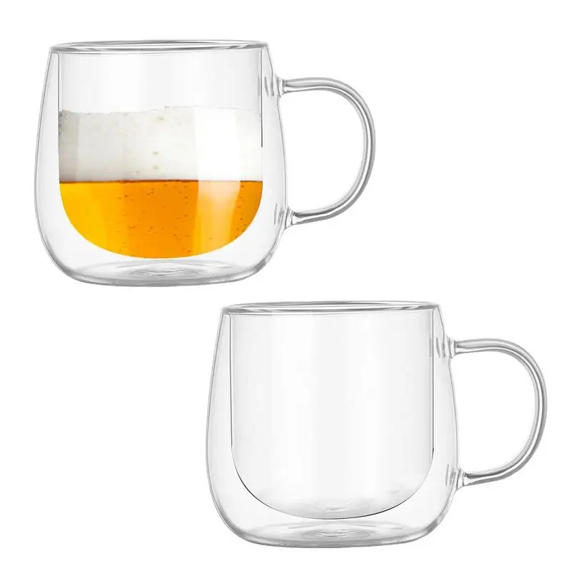 Double Wall High Borosilicate Glass Mug with Handle Coffee Milk Juice Water Cup Espress Heat Resistant Tea Milk Lemon Juice Mugs