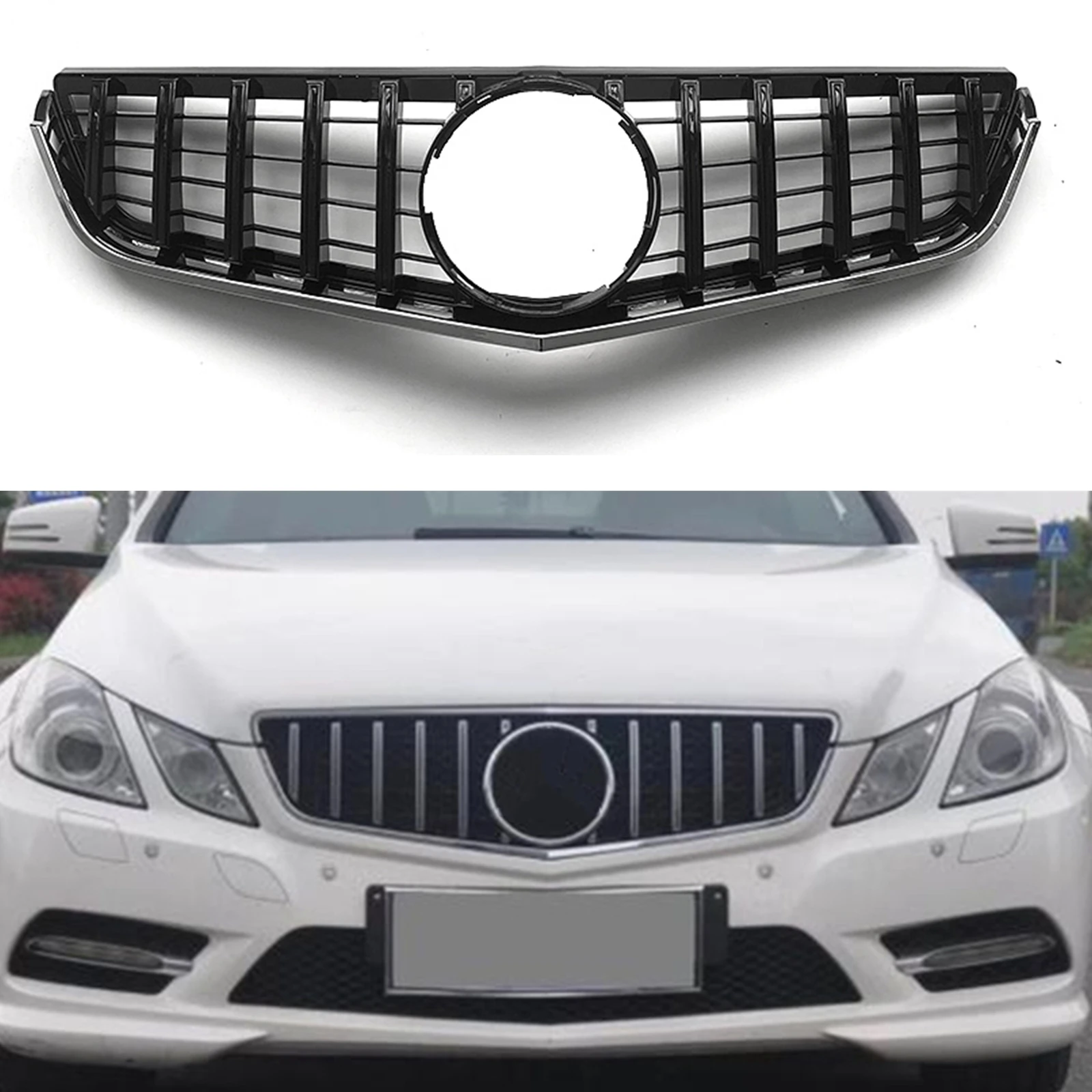 

Front Grille Grill For Mercedes Benz E Coupe Class W207 C207 2009-2013 2-Door GT Style Black Car Upper Bumper Hood Mesh Grid Kit