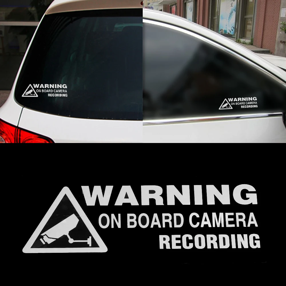 1PC Vinyl Warning On Board Camera Recording Window Truck Auto Vinyl Sticker Decor Car Styling Decoration Tools Accessories