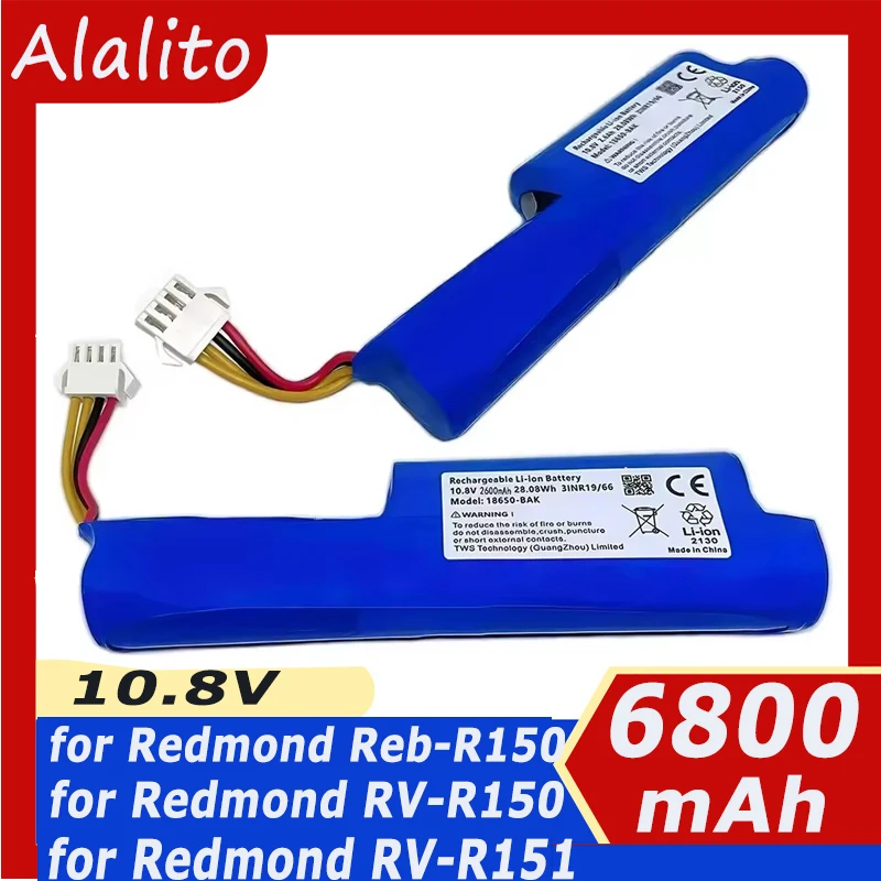 

Original 10.8V 6800mAh replacement battery For Redmond RV-R150 Redmond RV-R151 Vileda VR201 Petpro Robot Vacuum Cleaner