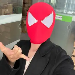 mar-vel Scarlet Spiderman Mask with Faceshell 1:1 3D Handmade Halloween Cosplay Spider-Man Masks Replica for Man Birthday Gift