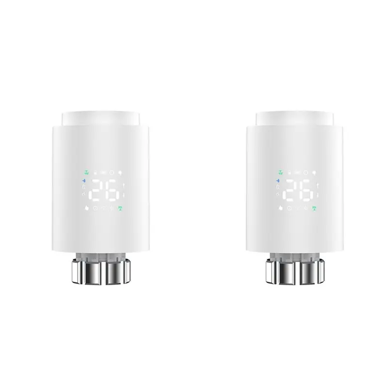 

【FITTING】2X Tuya Zigbee Radiator Actuator TRV Programmable Thermostatic Radiator Valve App Remote Temperature Controller White