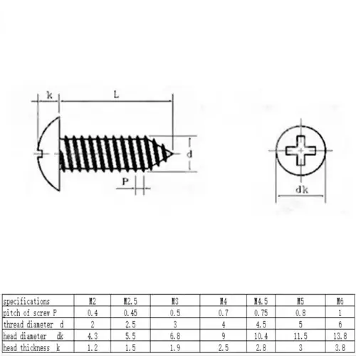 Imagen 2 del producto M3 M4 M5 M6 negro 304 Acero inoxidable Phillips cabeza de armazón empotrada tornillo autorroscante tornillo de cabeza de seta cruzada