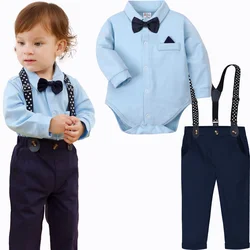 Baby Suit Christening Outfit Baptism Clothes For A Boy Toddler Wedding Church Easter Infant Birthday Gift Romper 2PCS