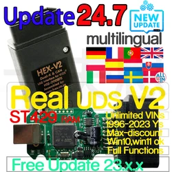 HEX V2 voor VAG 1996-2025 Update Unlimits VINs Real V2 Vagcom 24.7 Online met logo-hardware USB-interface diagnostische codering