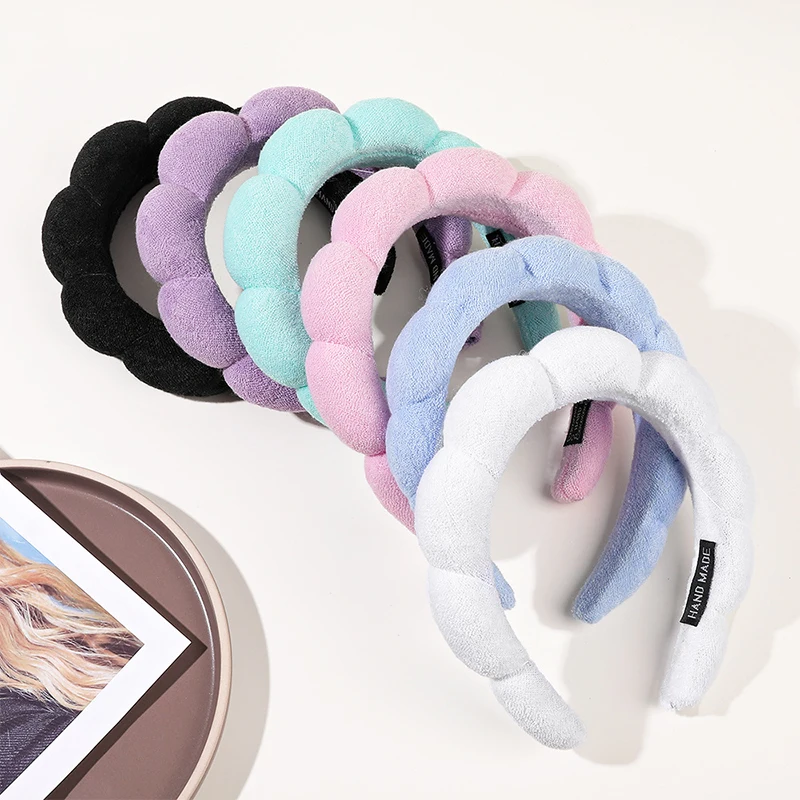 Basit saç çember şapkalar yıkama yüz Headbands için saç aksesuarları renkli kumaş Hairbands Spa kafa bandı makyaj kafa bandı