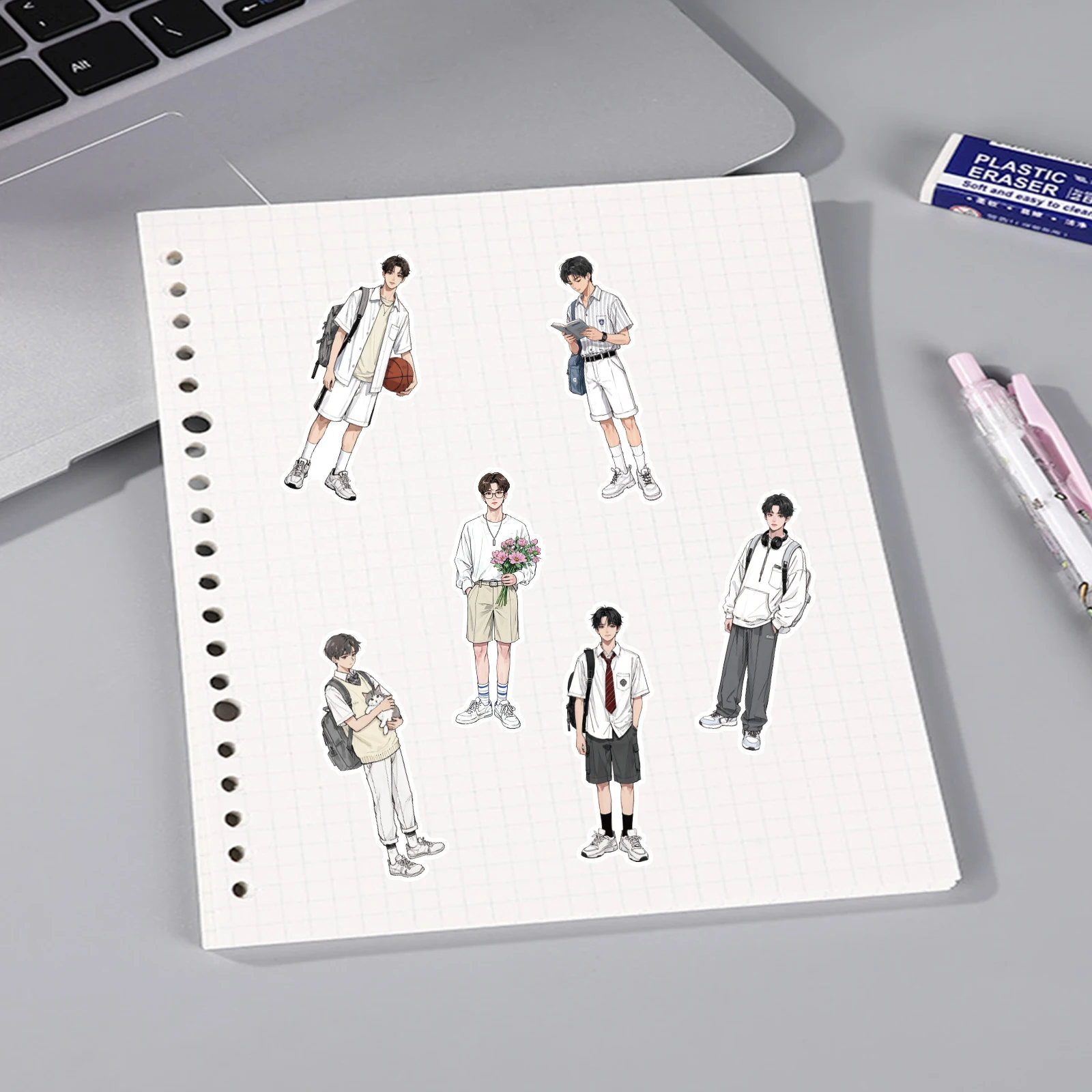 20pcs of Exquisite Boy Magazine and Newspaper Character Pattern Korean Stickers for Phone Cases Diy Decor Fridge Kids Stickers