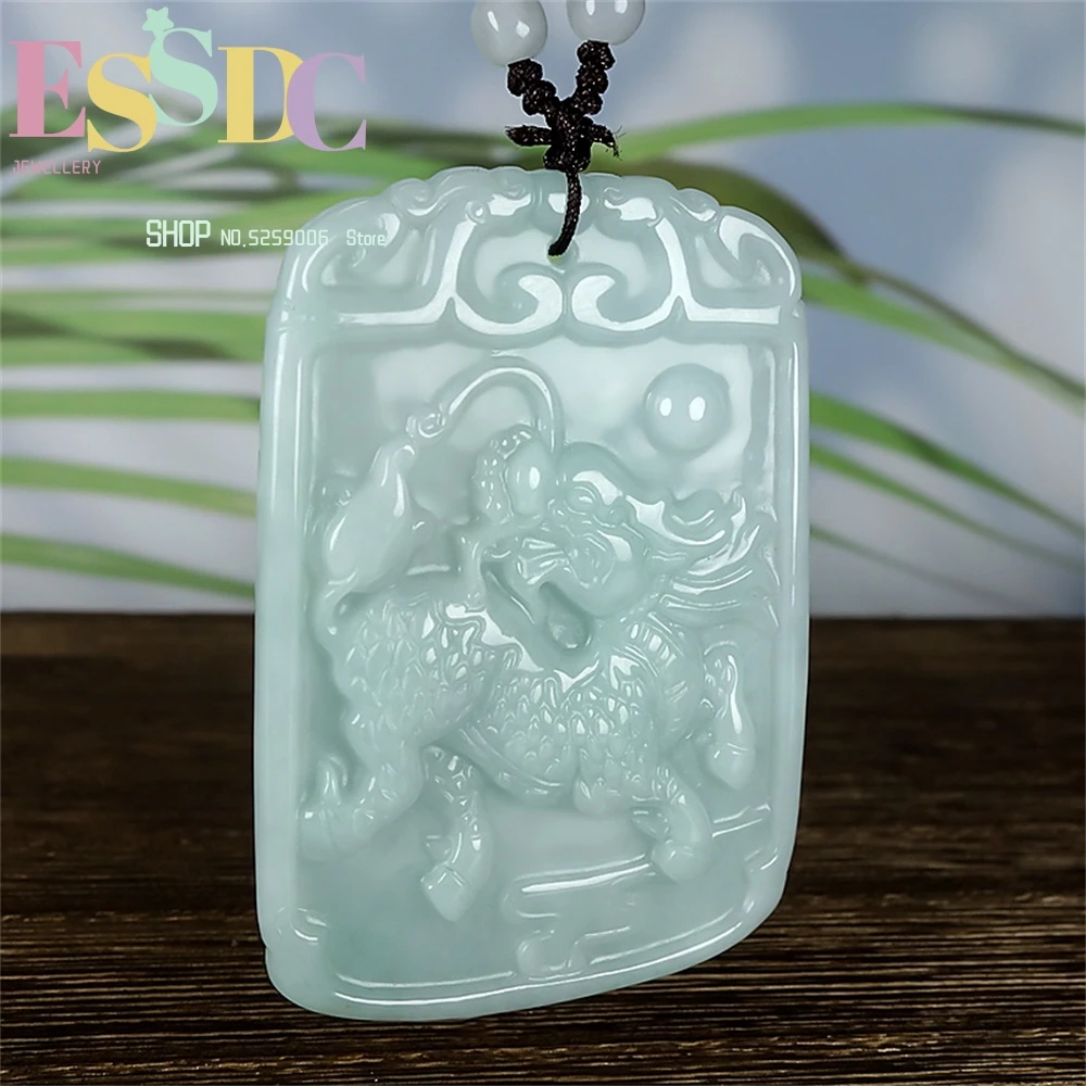 Natural Emerald Auspicious Qilin Jade Brand Bean Green Pendant Hegemony Simple and Magnificent Men's Style