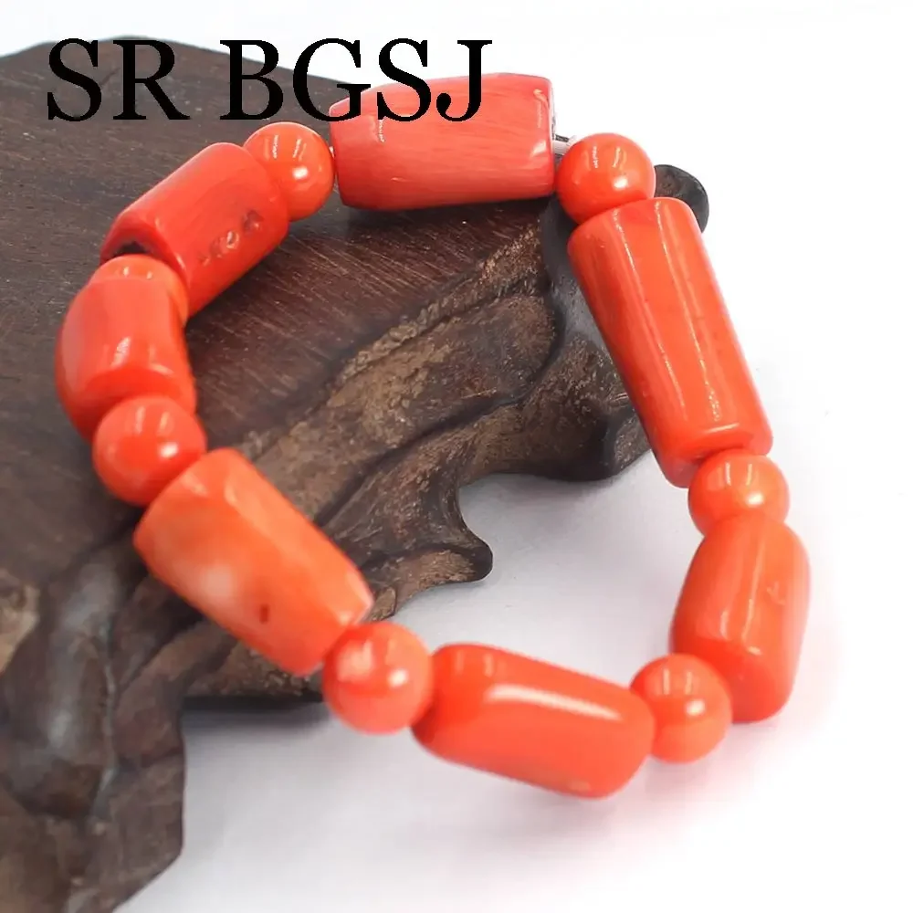 18inch Necklace 7.5inch Fashion African Dubai Natural Orange Sea Bamboo Coral Bracelet Women Jewelry Set