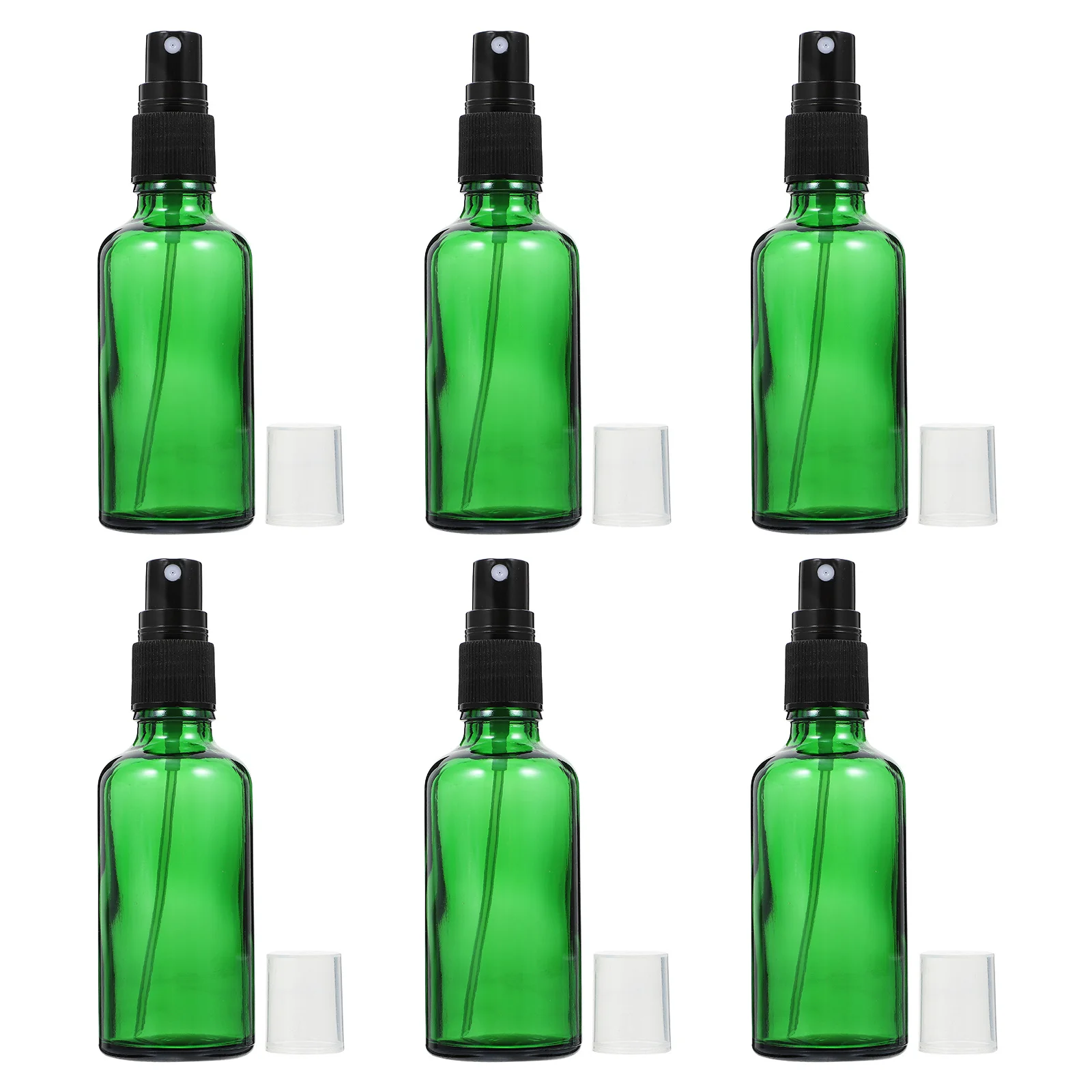 

6Pcs Glass Sub Bottles Essential Oil Bottles Green Portable Liquid Dispensers for Travel Camping Refillable Compact Mist Spray