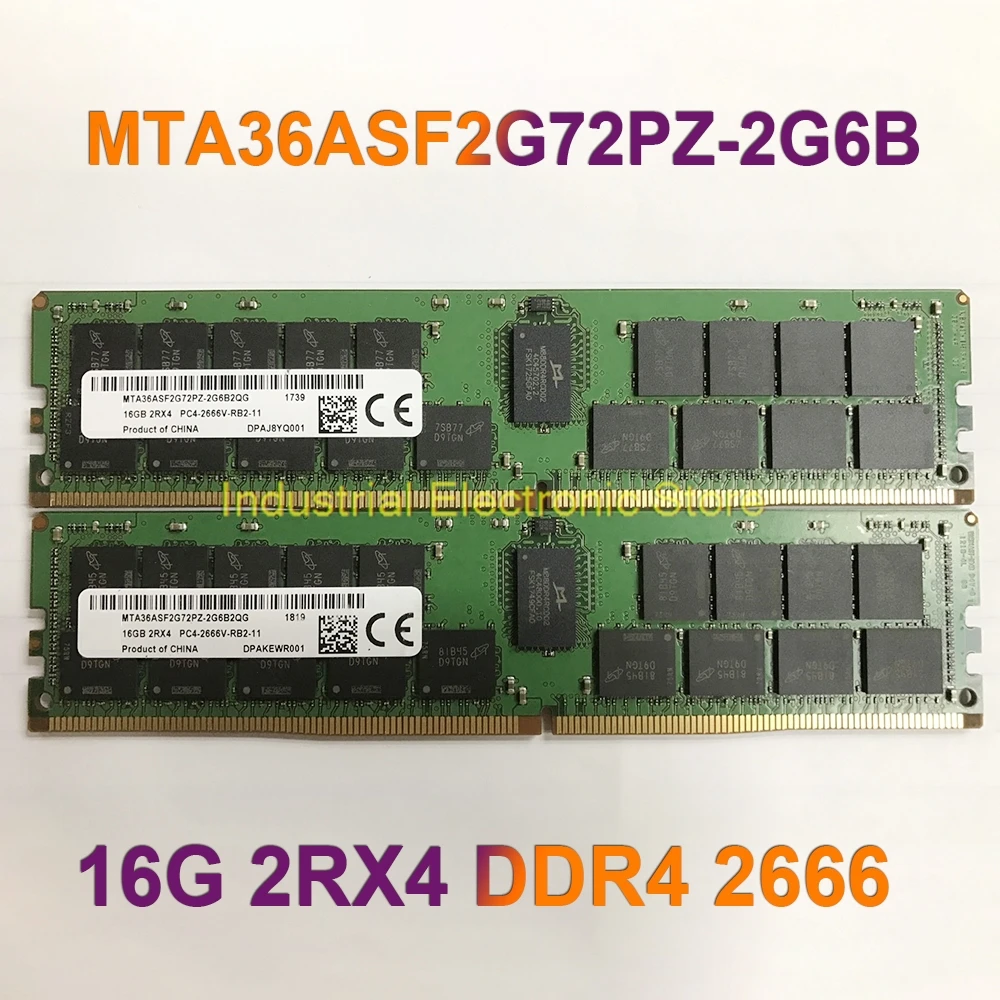 

1Pcs For MT RAM 16GB 16G 2RX4 DDR4 2666 PC4-2666V-RB2 Server Memory MTA36ASF2G72PZ-2G6B