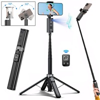Auto Face Tracking Tripod Selfie Stick 360° Rotation for iPhone Phone 1.5m Extendable AI Follow-up Auto Tracking Phone Holder