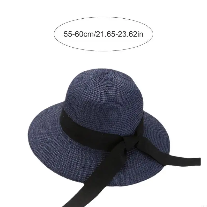 قبعة صياد السمك من القش القابلة للتنفس M6CD للنساء توفر تغطية ممتازة للشمس لقضاء عطلة الشاطئ والأنشطة اليومية #6