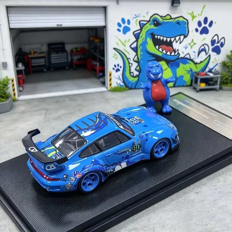 MC 1/64 Porsche RWB993 Tyrannosaurus Rex Modell aus Legierung mit Hochflügel, Druckguss-Modell, Sammlerstück, limitierte Auflage