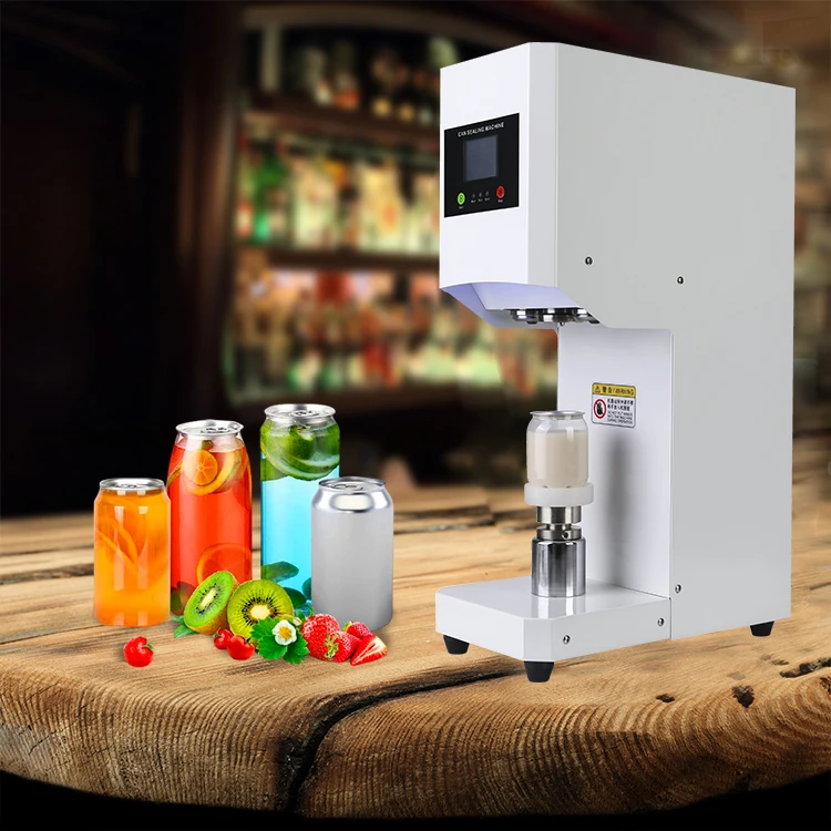 La más nueva máquina de sellado de latas de refresco, máquina automática de sellado de tarros de latas, sellador de latas con portavasos para bebidas de té de burbujas