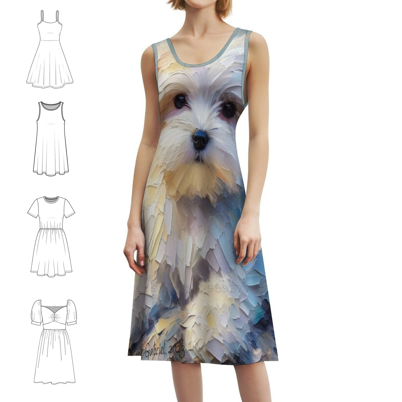 

Maltese Pup Women's Streetwear Party Dress Trendy Print Club Clothing For Female Maltese Puppies Puppy Maltese Puppy Female