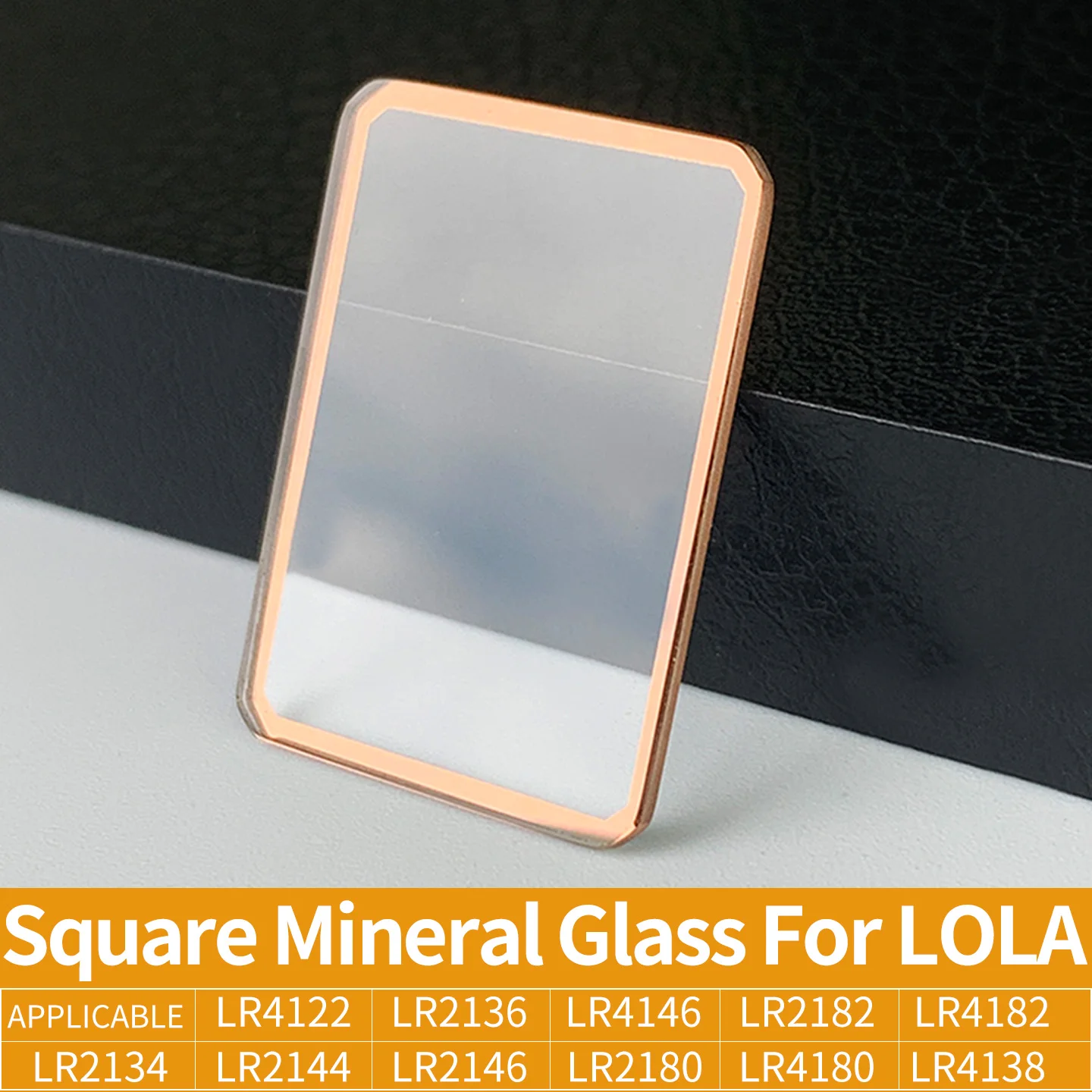 Quadratisches Mineral-Uhrenglas für LOLA 24x17,5/17x16mm, transparent mit roségoldenem Rand, Ersatzteile für die Uhrenoberfläche – Detail 2