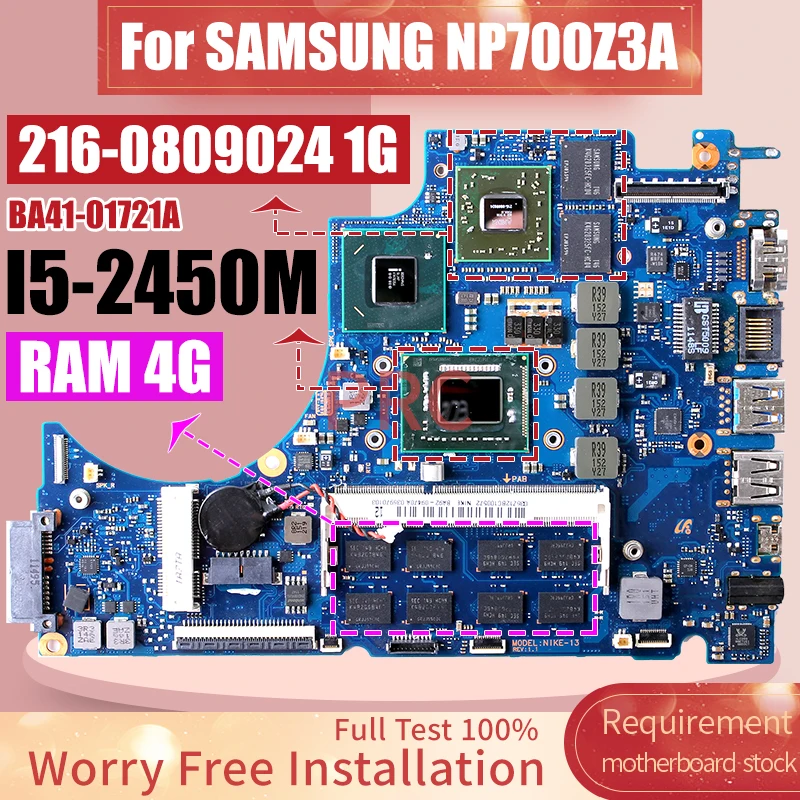 BA41-01721A For SAMSUNG NP700Z3A Laptop Motherboard I5-2450M 216-0809024 1G 4G RAM BA92-09470A Notebook Mainboard 100％ Tested