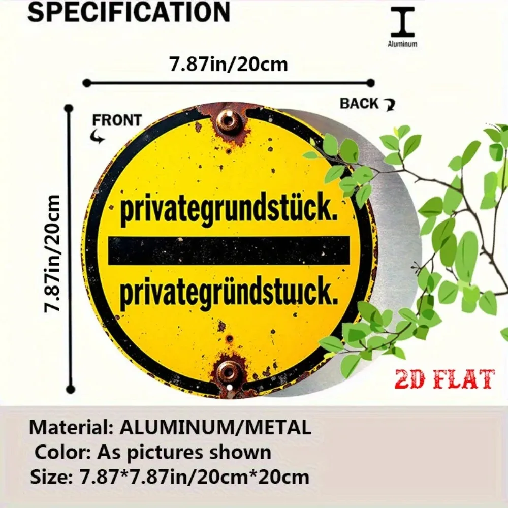 Bold Yellow Round Metal Sign  Weathered Look Rustproof Aluminum Wall Art