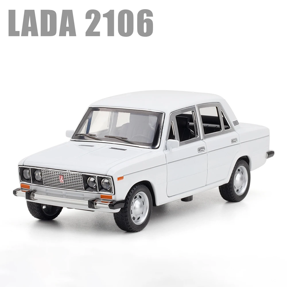 

1:24 LADA Vintage Alloy Car Model Die Casting Metal Toys Vehicles Pull Back Sound and Light Collectibles Toy Children Gifts