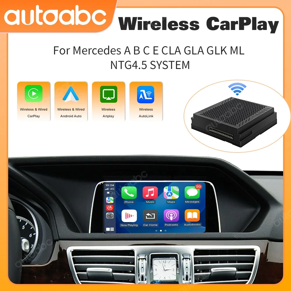 Wireless CarPlay Android Auto for Mercedes Benz A B C E CLA GLA GLK ML NTG4.5 System MirrorLink Navigation Retrofit Interface