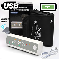 USB Rechargeable Digitization English Voice LCD Large Screen Sphygmomanometer Arm Blood Pressure Monitor Tonometer