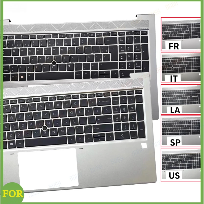 New For Elitebook 850 855 750 755 G7 G8 US/UK/FR/SP/LA/IT/JP Keyboard Palmrest Upper Cover With Backlight Computer Replace Parts
