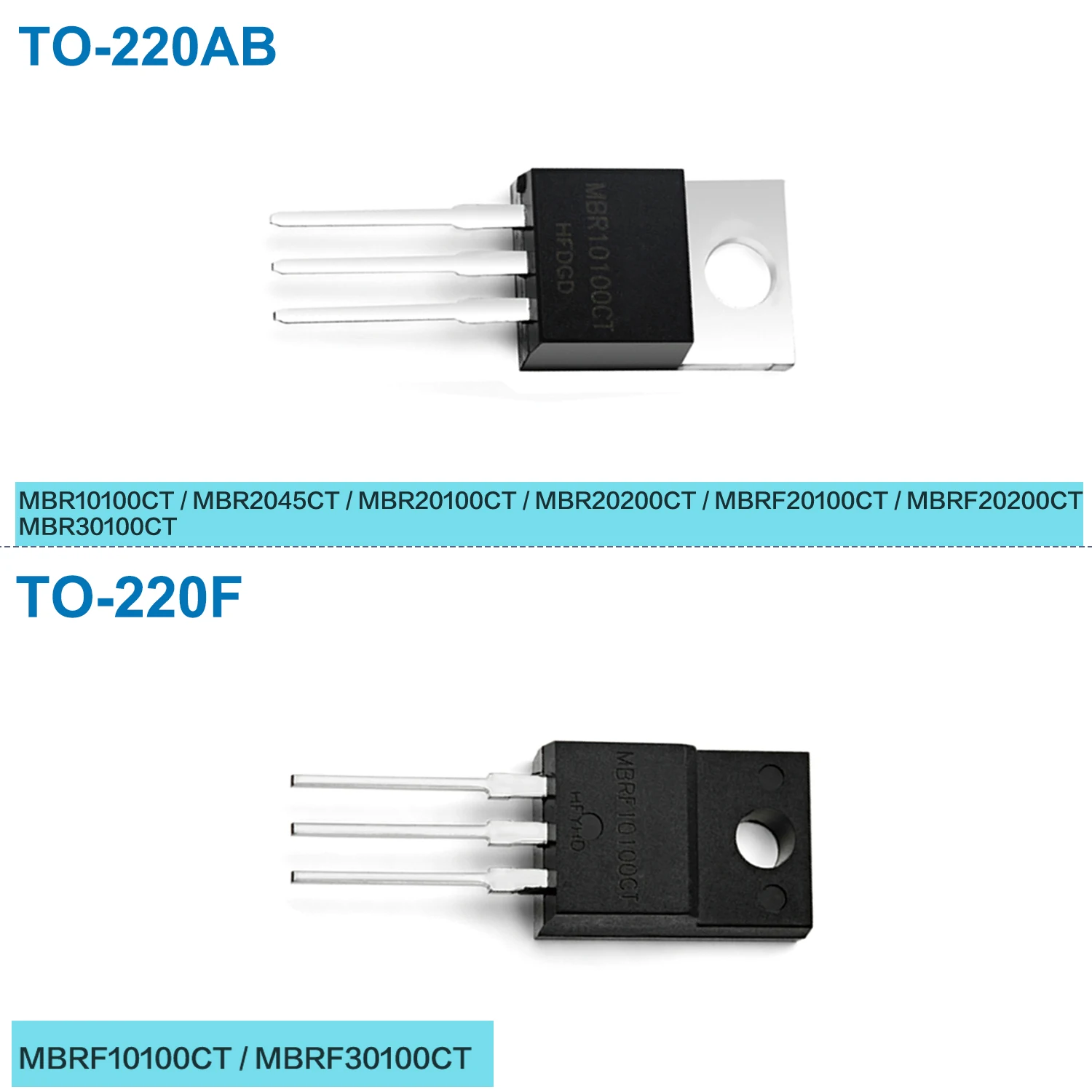 MBR20100CT MBR20200CT MBR30100CT MBR10100CT MBRF10100CT MBR2045CT MBRF20100CT MBR3045PT MBR4045PT MBRF20200CT Schottky Diode