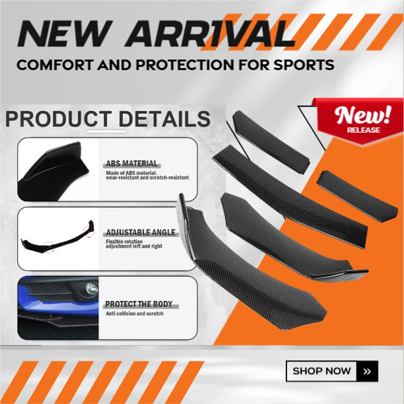 

Universal Front Lip Spoiler Splitter 3PCS - ABS Plastic with Carbon Fiber Look for Cars