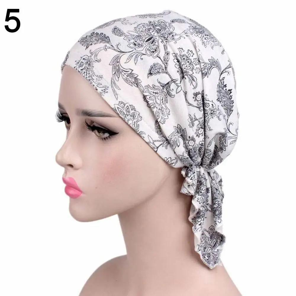 2023 Elastic Beanies Headwrap Fashion Casual Chemotherapy Hat Women National Wind Cotton Hat Bandana Floral Print Turban