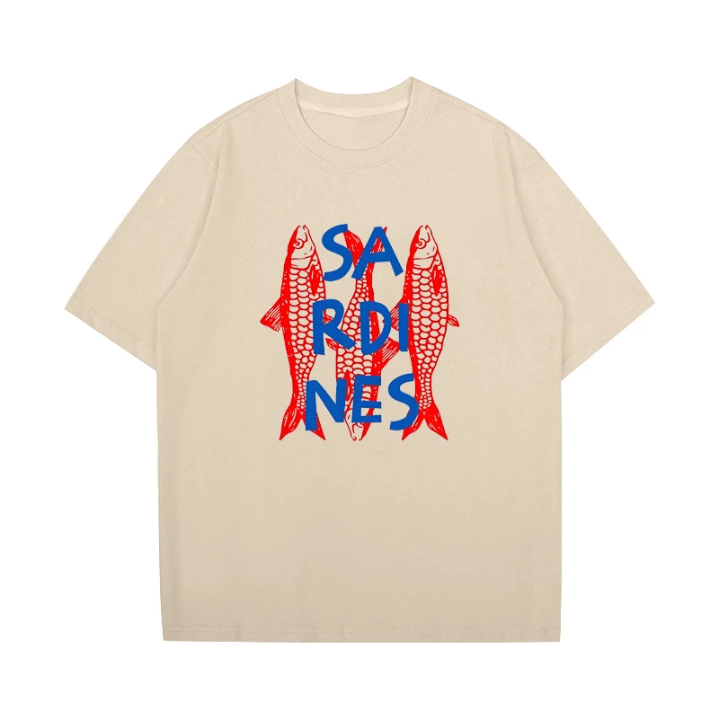 Sardines Graphic Fish printed short sleeve T-shirts Men Women Casual Cotton Streetwear T Shirt harajuku vintage Trend Top Unisex