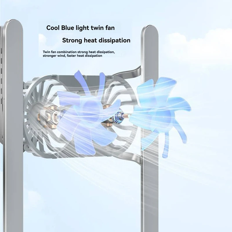 Soporte plegable para computadora portátil con ventilador de refrigeración, almohadilla más fresca para tableta: soporte de enfriamiento mejorado y diseño portátil