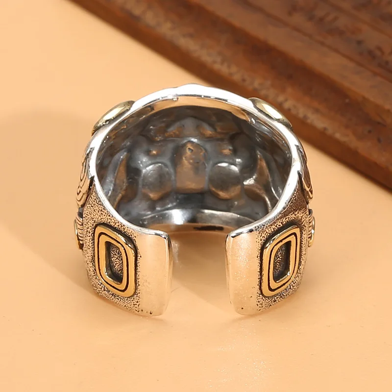 Kui cattle sterling silver ring men's domineering animal original design ring Chinese style  vintage dragon pattern thumb ring