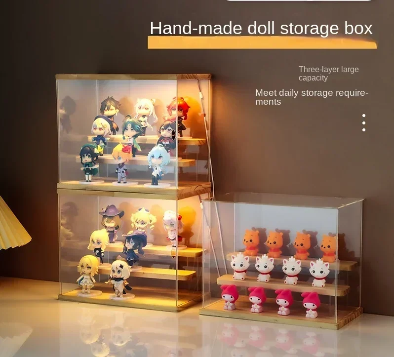 Built-in ceiling light Blind box storage box bubble mat acrylic display rack hand box display cabinet doll LEGO model dust cover