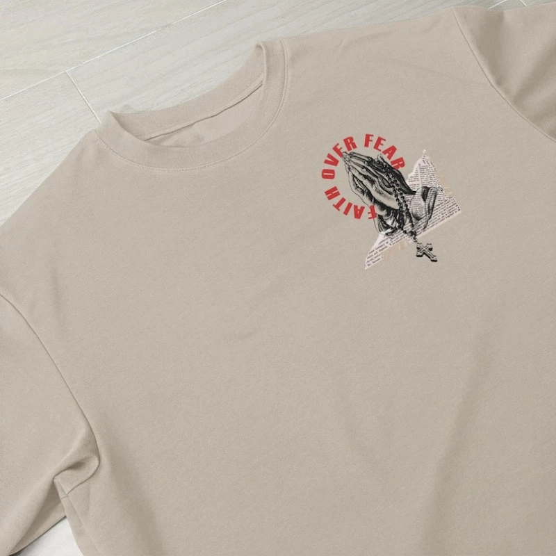 Koszulka Wiara Ponad Strach Jezus Krzyż Chrześcijańskie Koszulki Męskie Koszulki Religijne Damskie Katolicka Kolekcja Koszulek z Krzyżem Jezusa