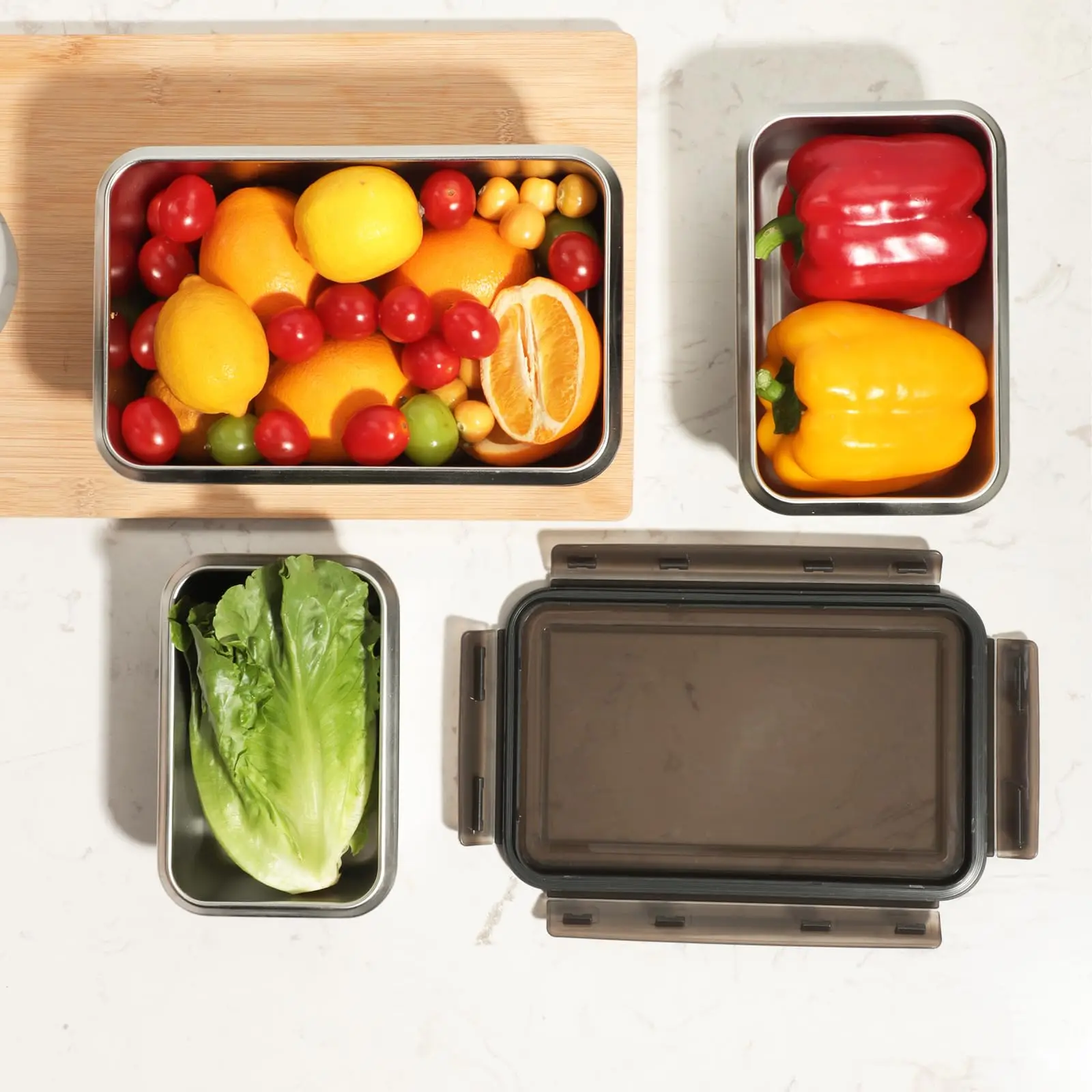 316 Stainless Steel Fresh-keeping Box with Exhaust Valve LFGB Certified Fruit Fresh-keeping Fridge Box Good Airtight Container - view 6